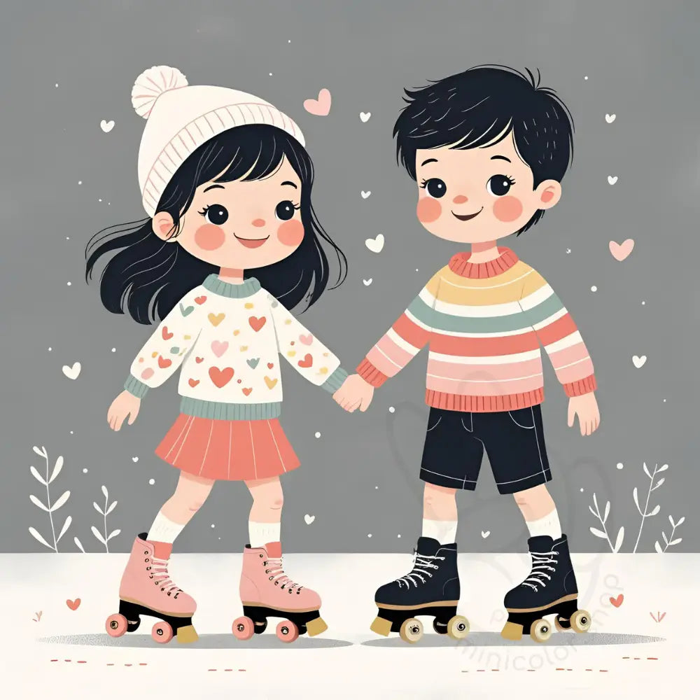 Kids skating together