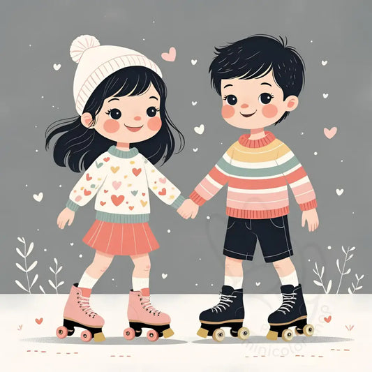 Kids skating together