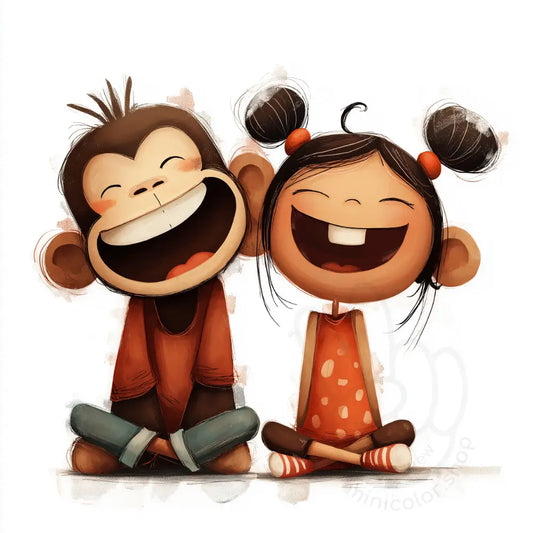 Laughing children sitting together Printable Poster