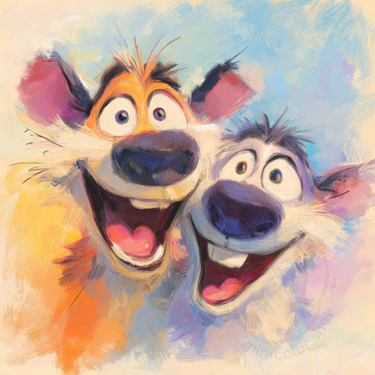 Laughing dog and friend illustration Printable Poster