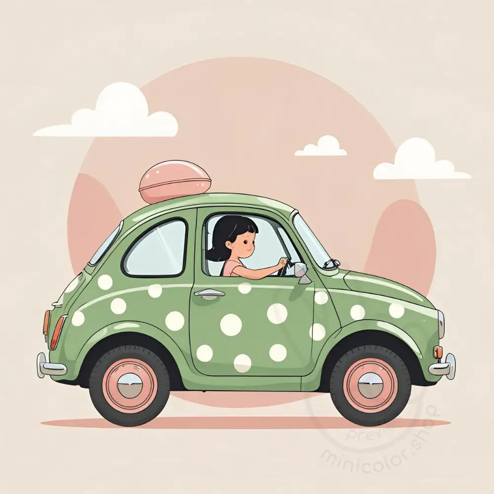 Little girl driving car