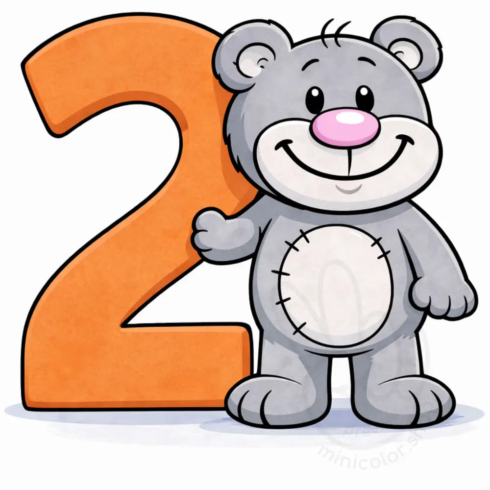 Minibear Number 2 Printable Poster