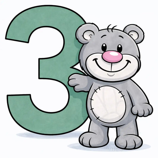 Minibear Number 3 Printable Poster
