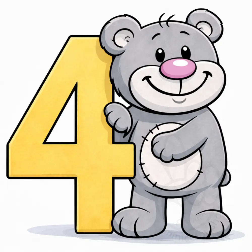 Minibear Number 4 Printable Poster