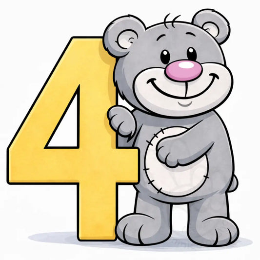 Minibear Number 4 Printable Poster