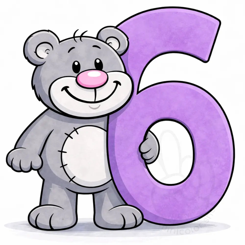 Minibear Number 6 Printable Poster