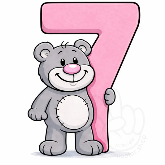 Minibear Number 7 Printable Poster