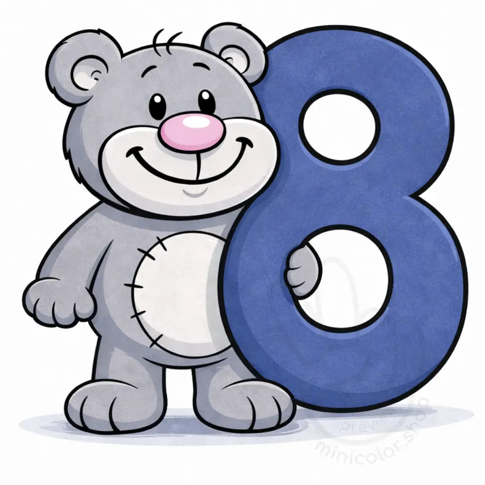 Minibear Number 8 Printable Poster