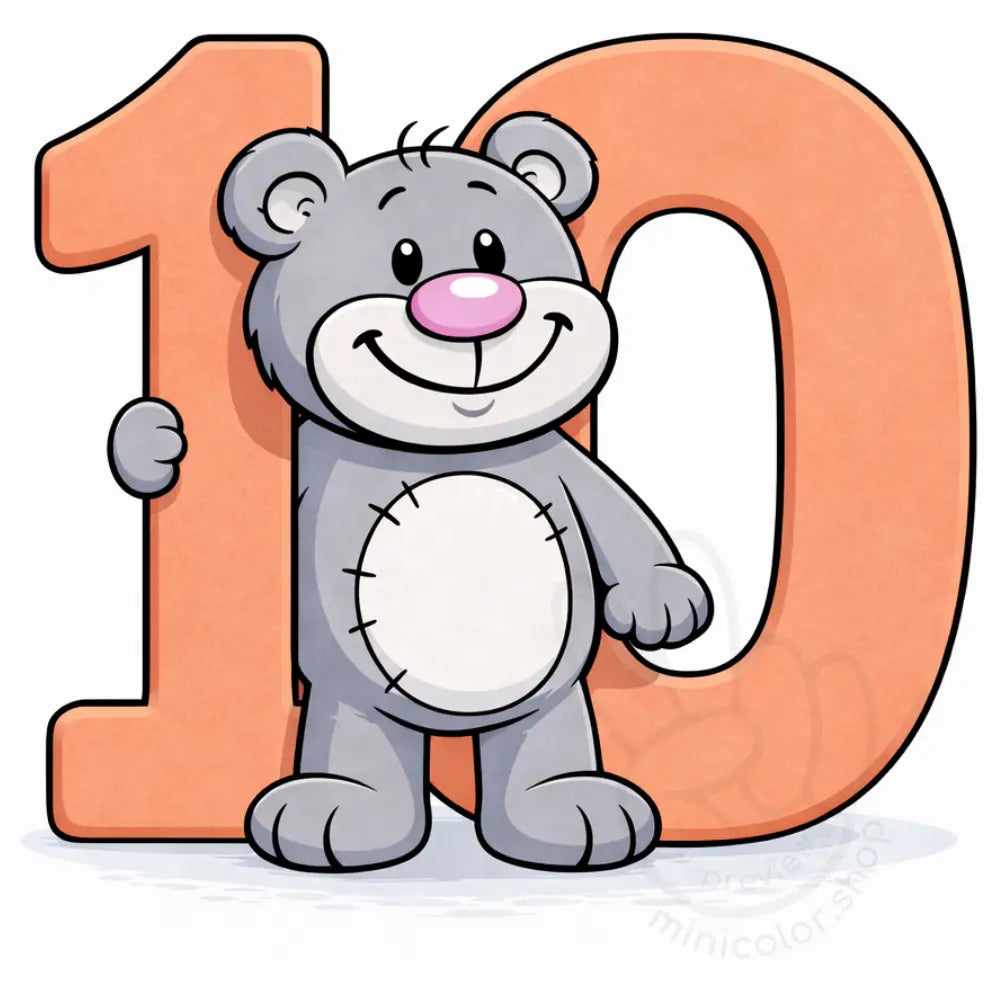 Minibear Number 10 Printable Poster