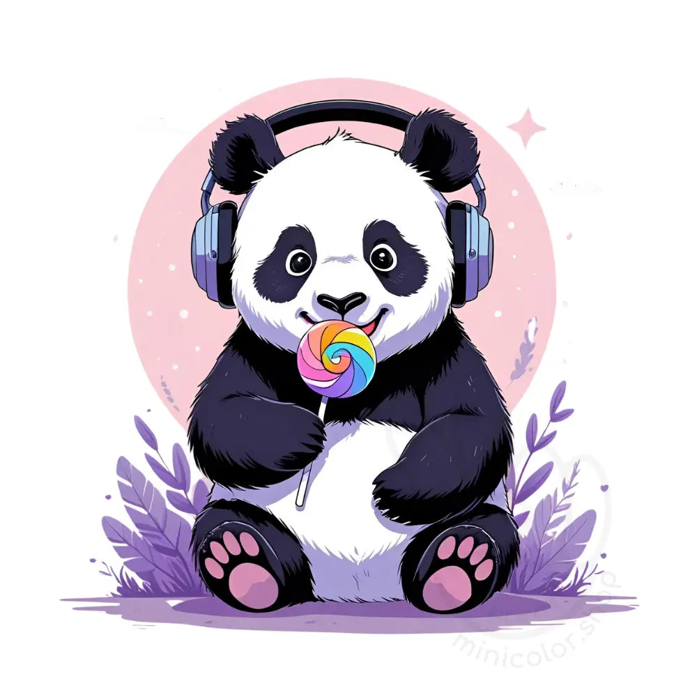 Panda with candy lollipop
