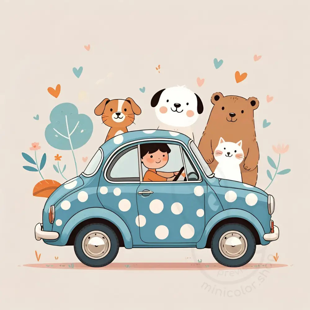 Pet friends in car