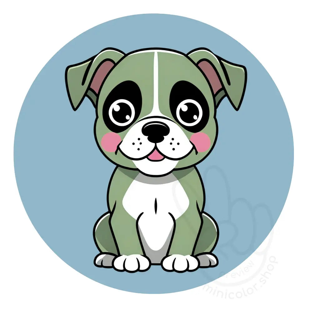 Puppy on blue circle