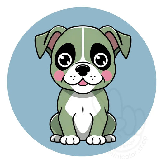 Puppy on blue circle