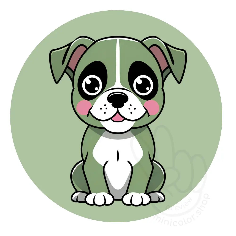 Puppy on green circle