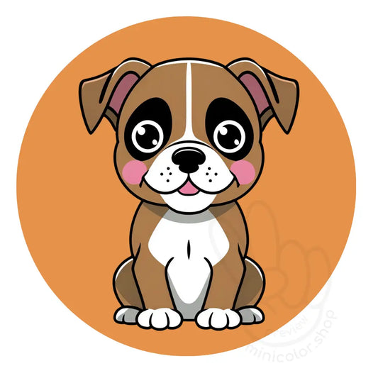 Puppy on orange circle