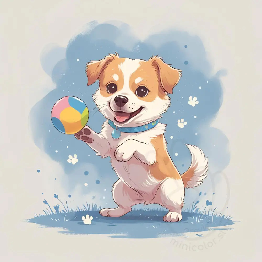 Puppy running with ball
