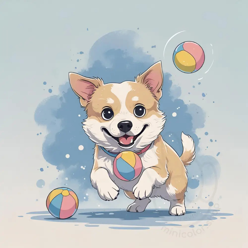 Puppy with ball and small tail