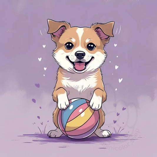 Puppy with purple background