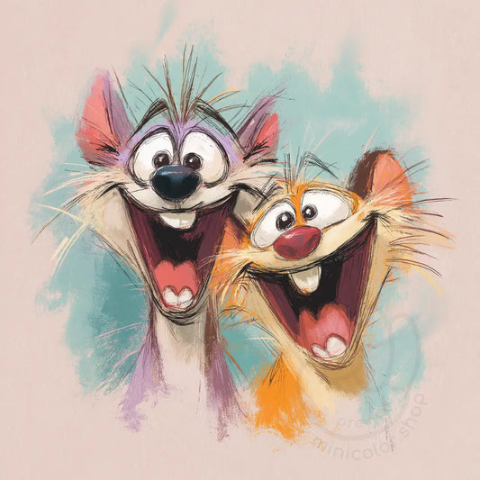 Smiling animal friends on pastel background Printable Poster