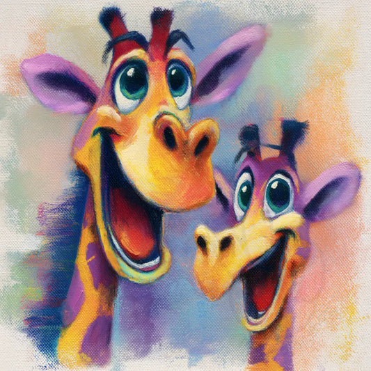 Smiling giraffe and animal friends Printable Poster