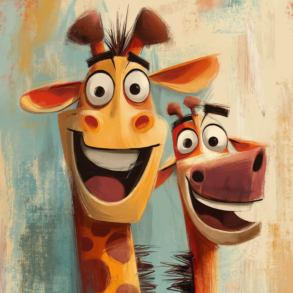 Smiling giraffe family portrait Printable Poster