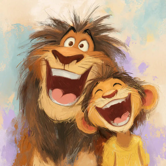Smiling lion and cub Printable Poster