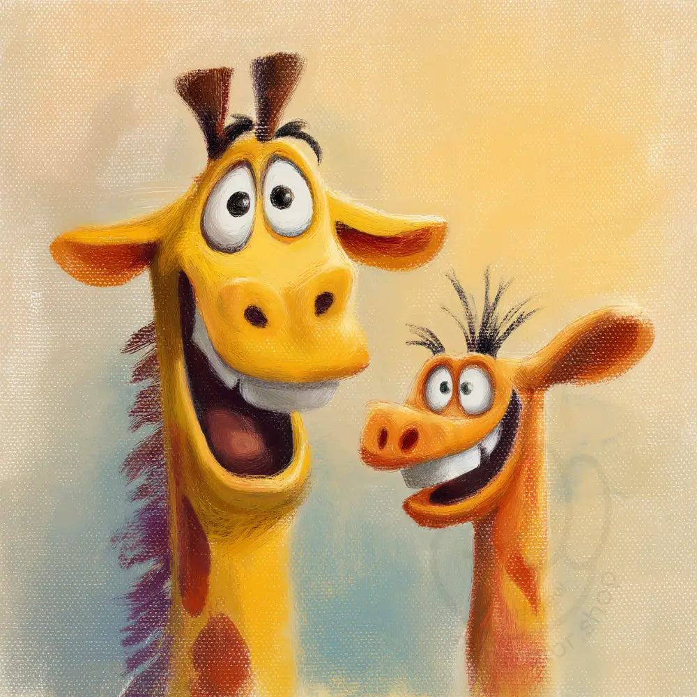 Tall giraffe with small giraffe friend Printable Poster