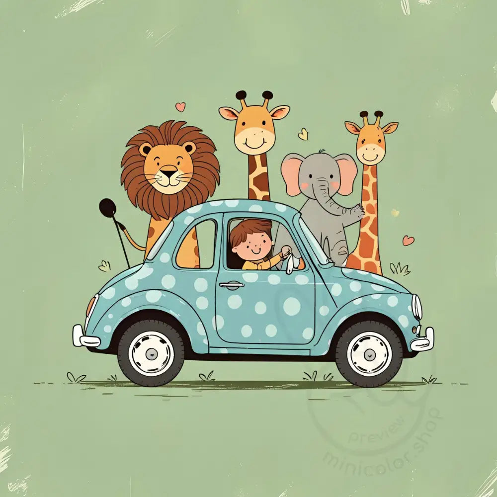 Zoo animals in car