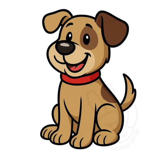 Two cartoon puppies with red collars – printable wall art