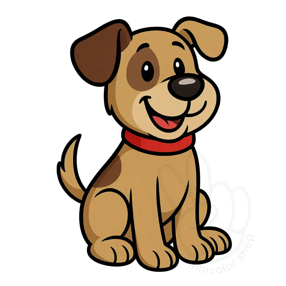 Cartoon puppy with red collar – printable kids poster