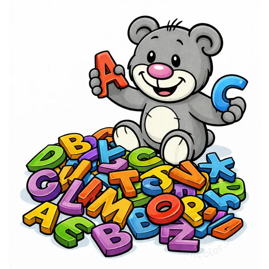 minibear alphabet pile Printable Poster