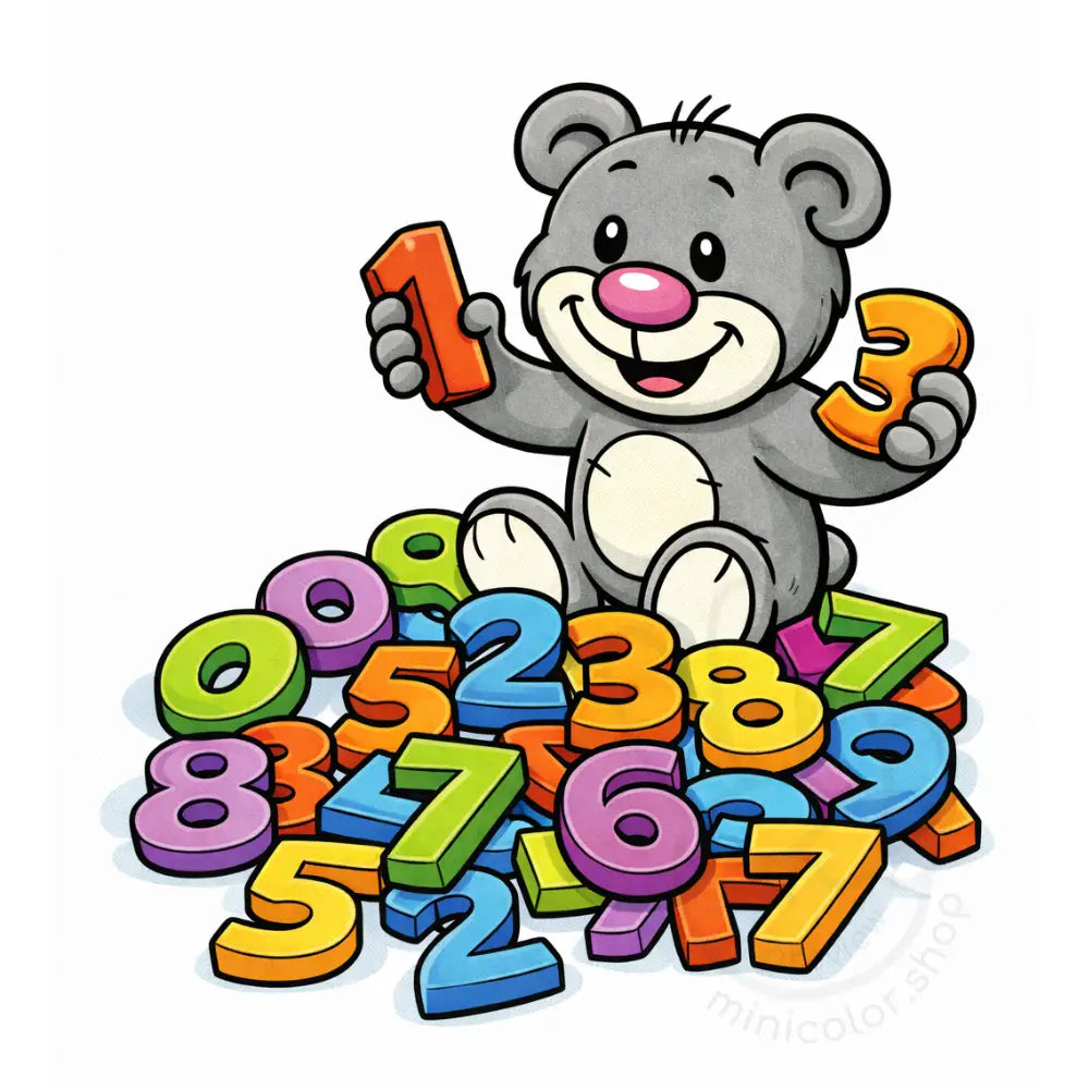 minibear numbers pile Printable Poster