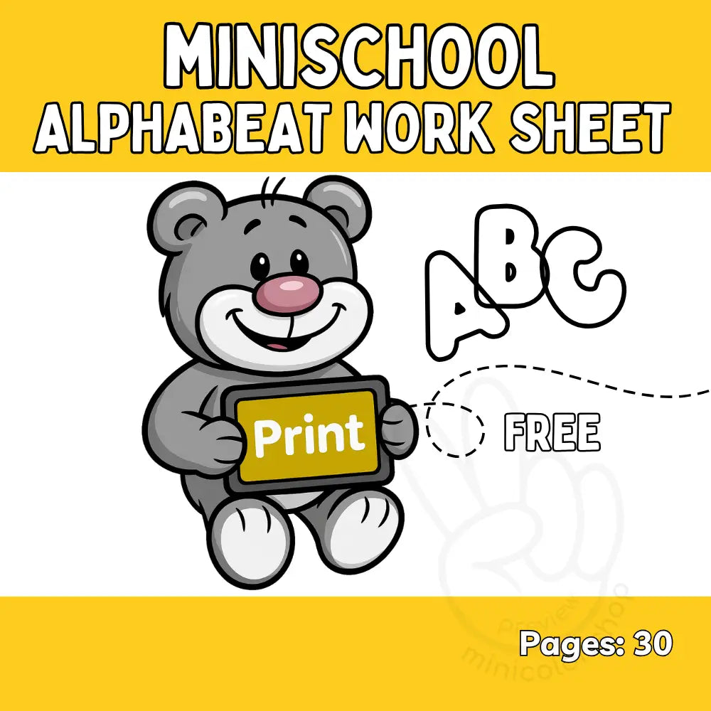 Minischool Alphabeat Work Sheet (Free) Printable Poster