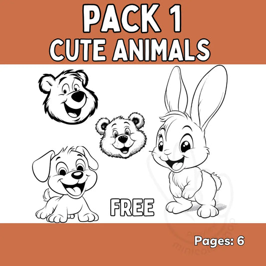Free Cute Animals Coloring Pack – 4 Pages Free Pack
