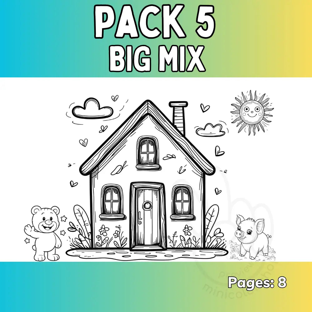 Free Big Mix Coloring Pack – 8 Pages Free Pack