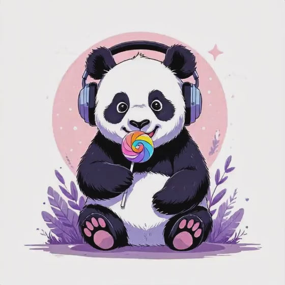 Panda with candy lollipop
