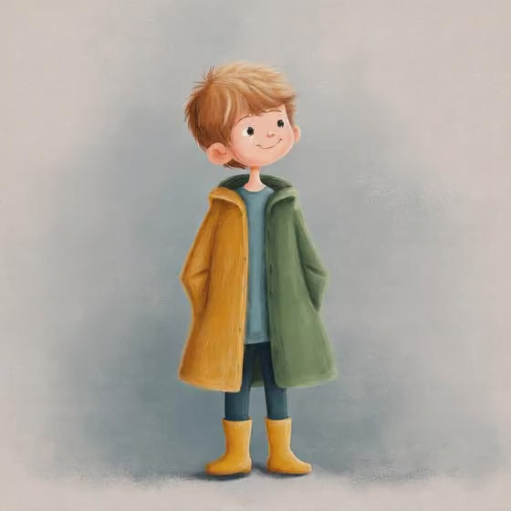 Boy in yellow raincoat