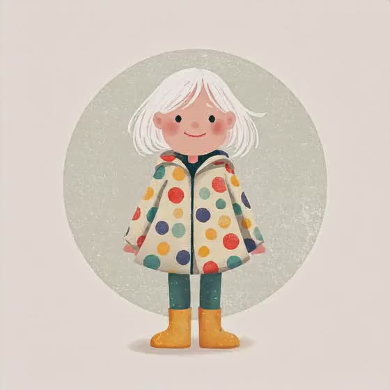 Blonde girl in dotty coat