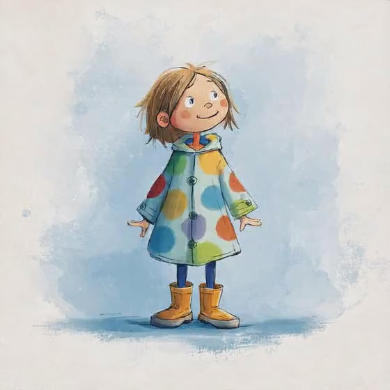 Girl in dotty raincoat