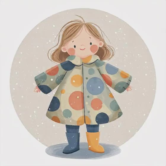 Girl in spotty raincoat
