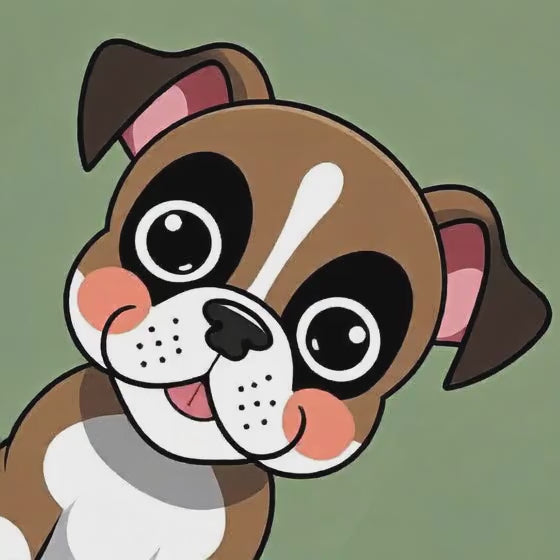 Puppy closeup with big eyes on green background