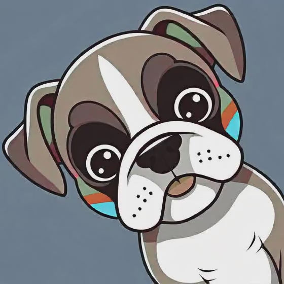 Puppy closeup smiling on grey background