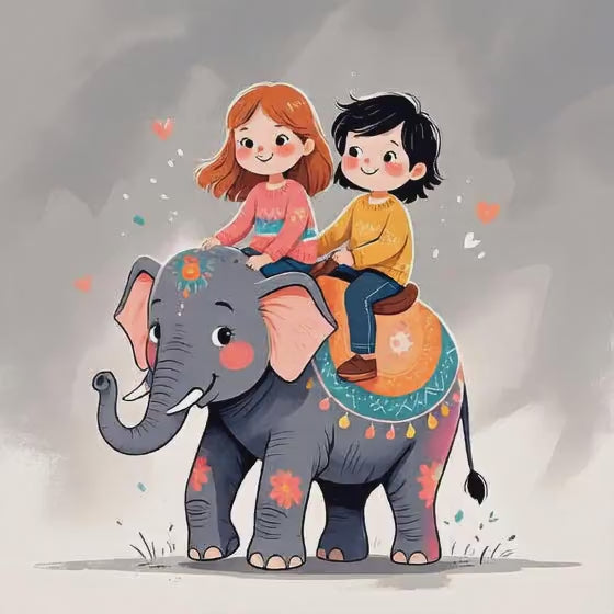 Girl on elephant ride