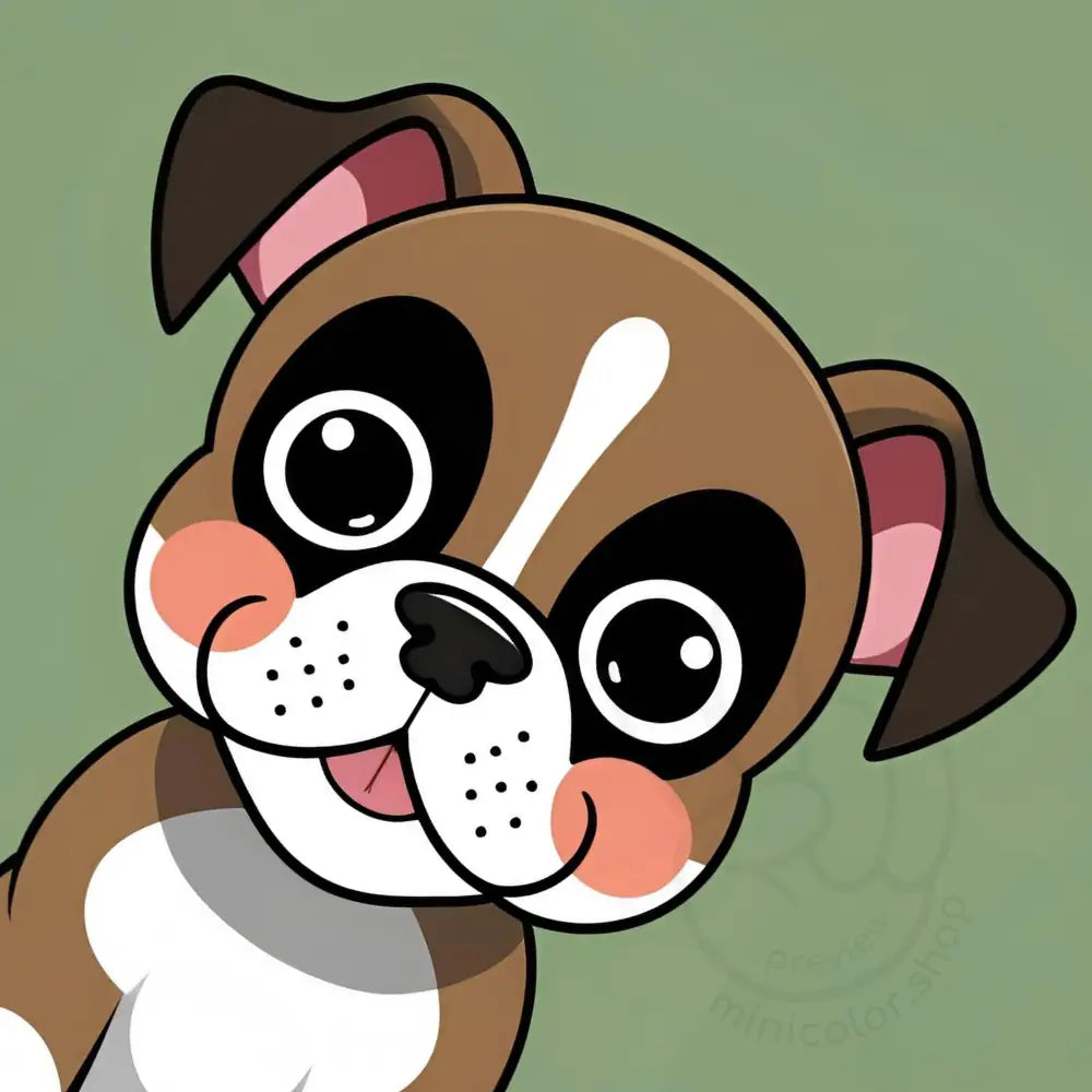 Puppy closeup with big eyes on green background – printable poster